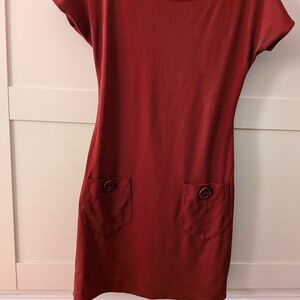 Max Studio Burgundy Mini Dress with Pockets